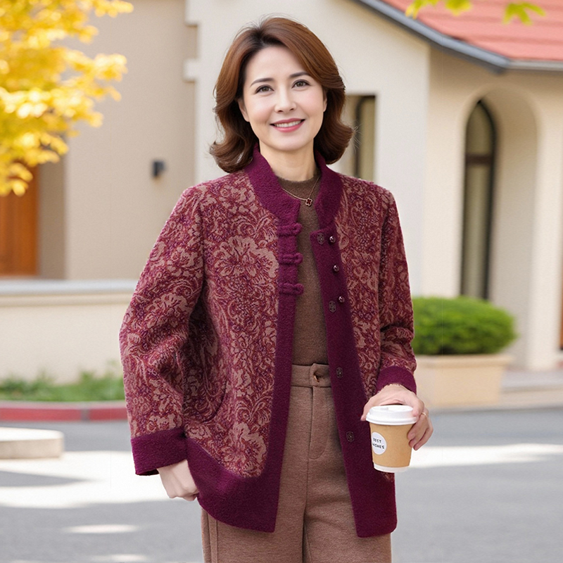 阔太中年妈妈装冬季女式外套洋气休闲圆领开衫新中式上衣加厚保暖,女装/女士精品,棉衣/棉服,淘宝优惠券,粉丝福利购,淘宝优惠卷