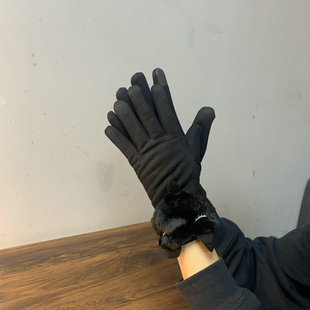 特价手套女冬保暖百搭骑行五指加绒ins可触屏防寒韩版简约时尚潮