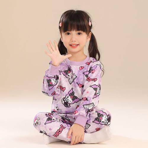 女童保暖内衣套装儿童加绒睡衣冬