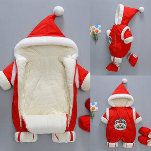 宝宝加厚连体衣冬季婴儿男女冬装过年蛇年双拉链衣服外出拜年新年