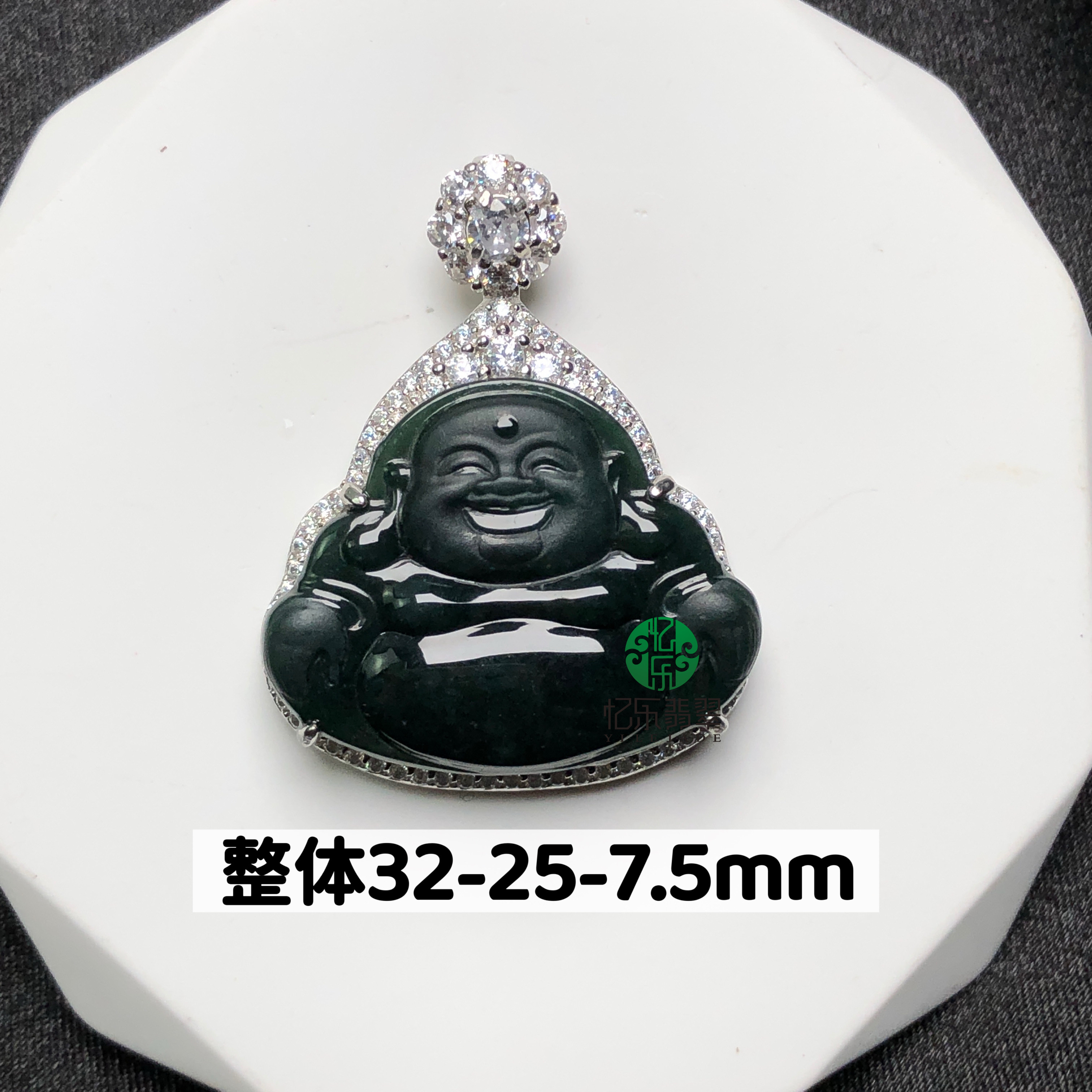 缅甸天然A货翡翠墨翠S925银缅甸翡翠