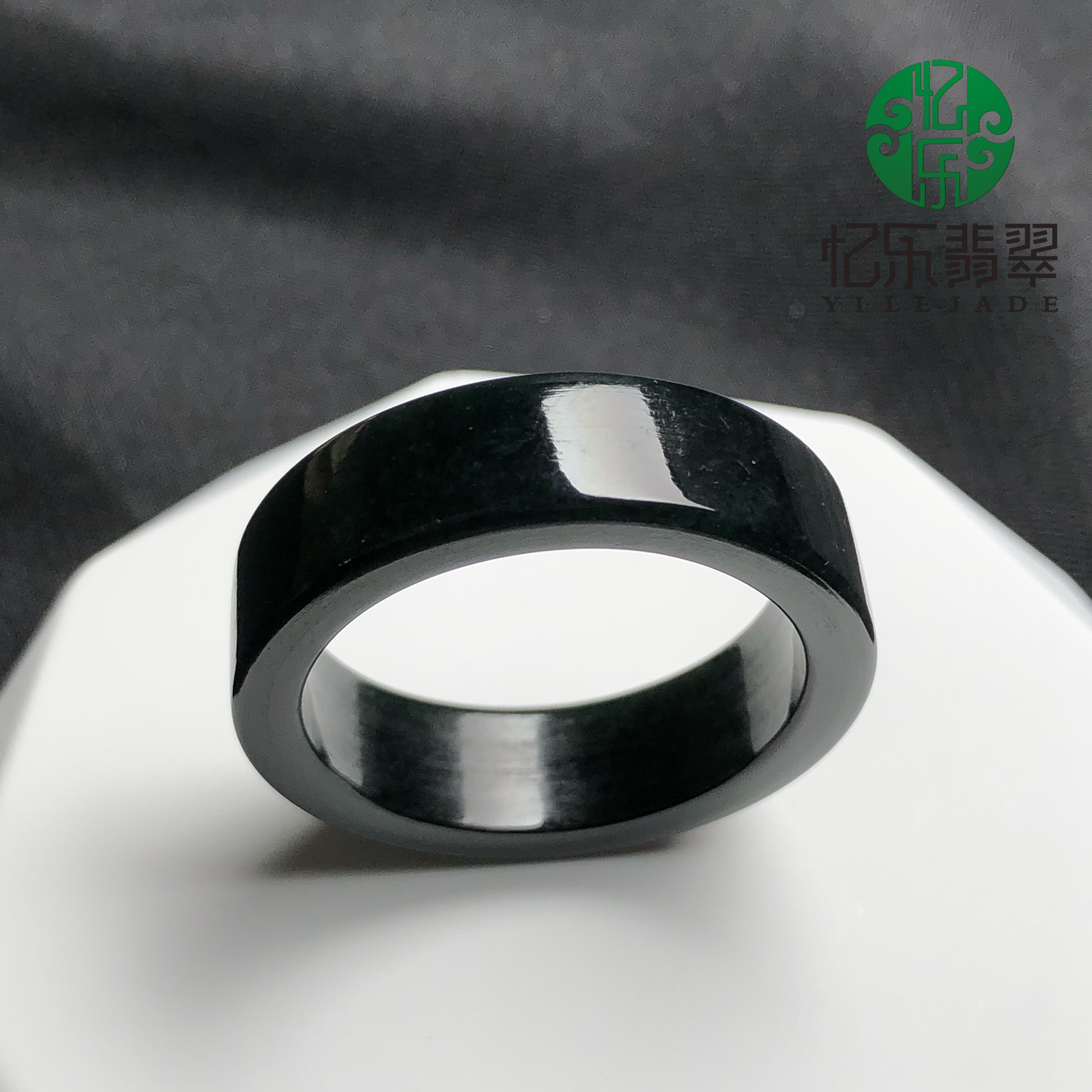 缅甸天然A货翡翠墨翠戒指1指环镶嵌墨翠扳指戒指送男友送爸爸