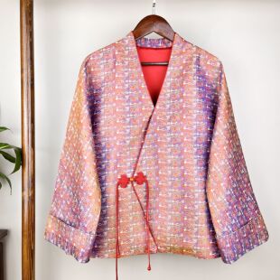 新中式非遗蜀锦外套斜襟手工盘扣国风上衣高端裁缝定制来图来料