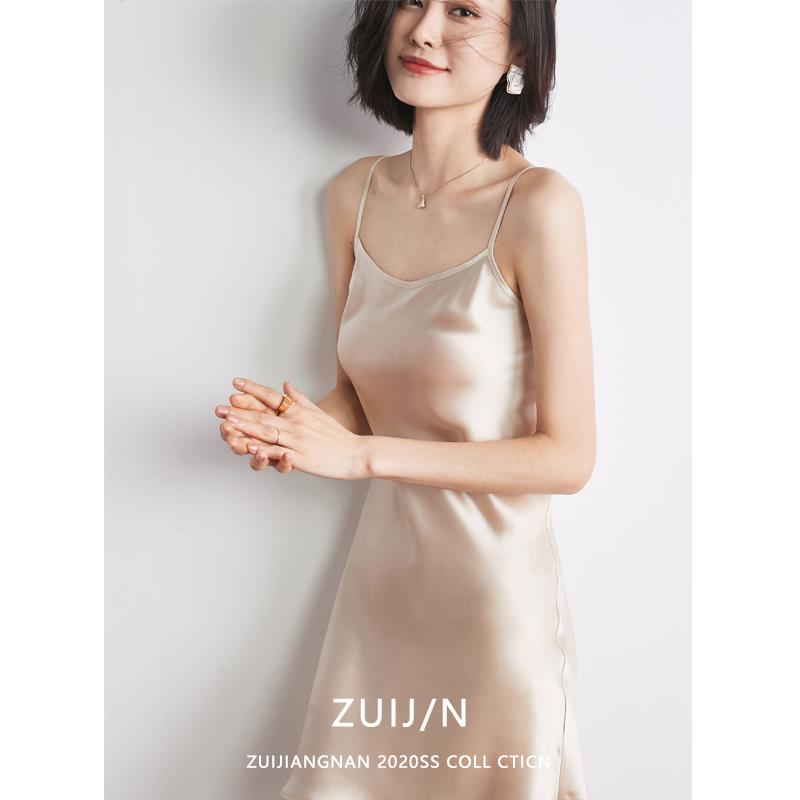 重磅真丝连衣裙22姆米桑蚕丝吊带裙女2025年夏打底衬裙睡裙中长裙