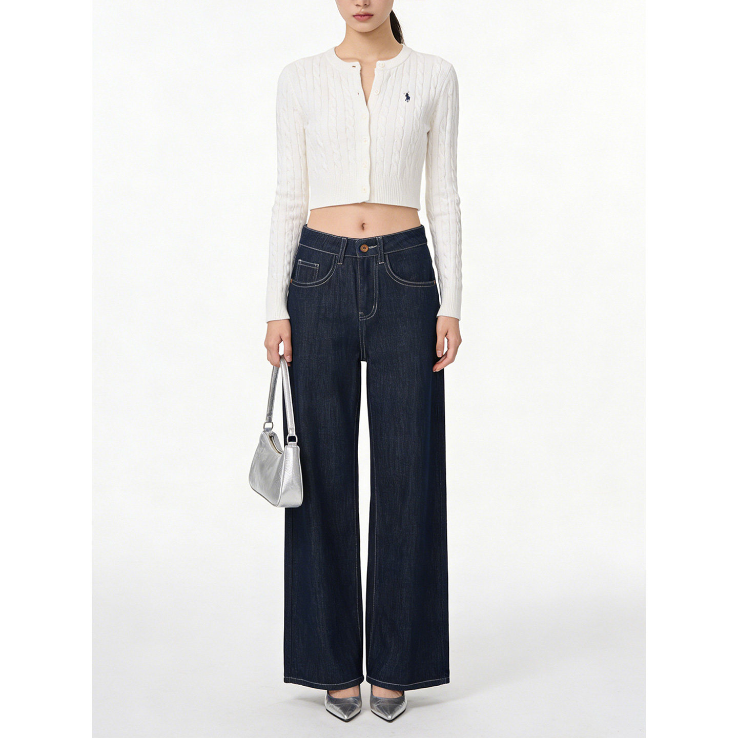 秋冬新款牛仔裤女高腰显瘦宽松直筒休闲高级感加绒弹力窄版阔腿裤