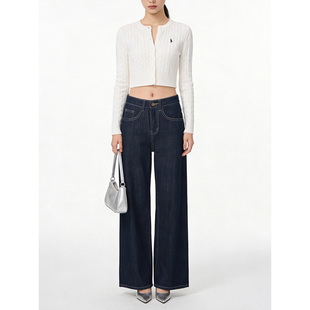 秋冬新款牛仔裤女高腰显瘦宽松直筒休闲高级感加绒弹力窄版阔腿裤