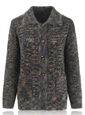 老年人秋冬装60-70-80岁中老年女装妈妈针织毛衣开衫外套加厚奶奶