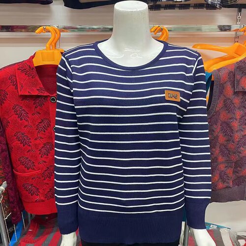 圆领通勤宽松线衫条纹