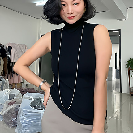 白月光升级版 雅高小众针织女装无袖设计感打底背心短上衣极简