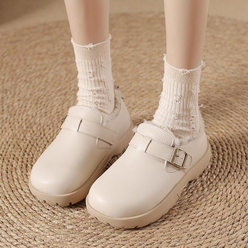 真皮勃肯鞋羊皮毛一体雪地棉鞋