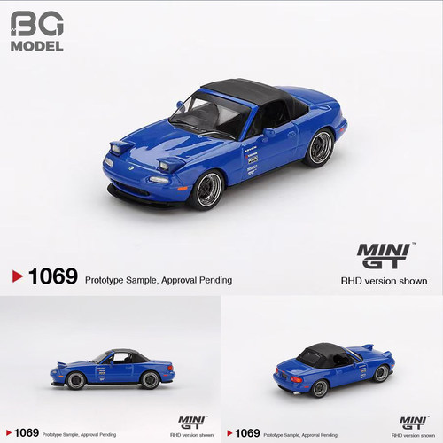 MINIGT#1069 1:64马自达Miata MX-5(NA)蓝色跑车合金汽车模型收藏