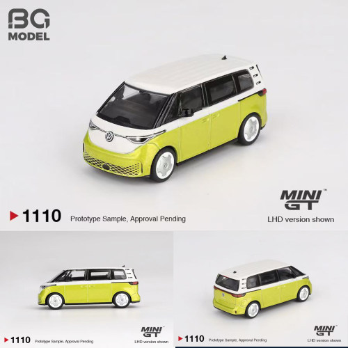 MINIGT#1110 1:64大众ID.Buzz白黄面包MPV合金汽车模型收藏摆件