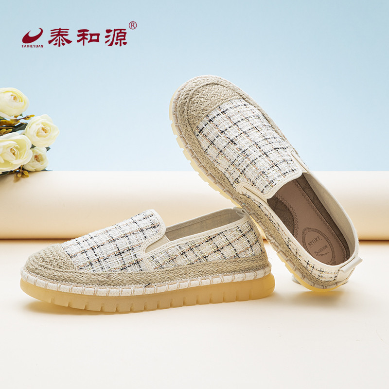泰和源老北京布鞋春秋季平底小香风亚麻渔夫鞋软底一脚蹬女鞋子,女鞋,传统布鞋,淘宝优惠券,粉丝福利购,淘宝优惠卷