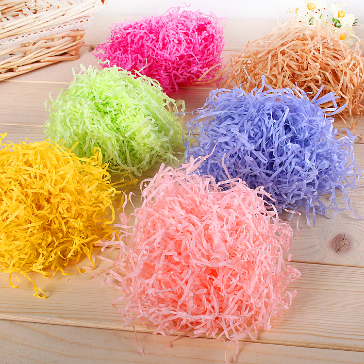 diy圣诞礼品包装彩色碎纸丝填充物拉菲草礼盒喜糖盒装饰1公斤包邮