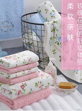 多样屋印花纯棉柔软田园风面巾