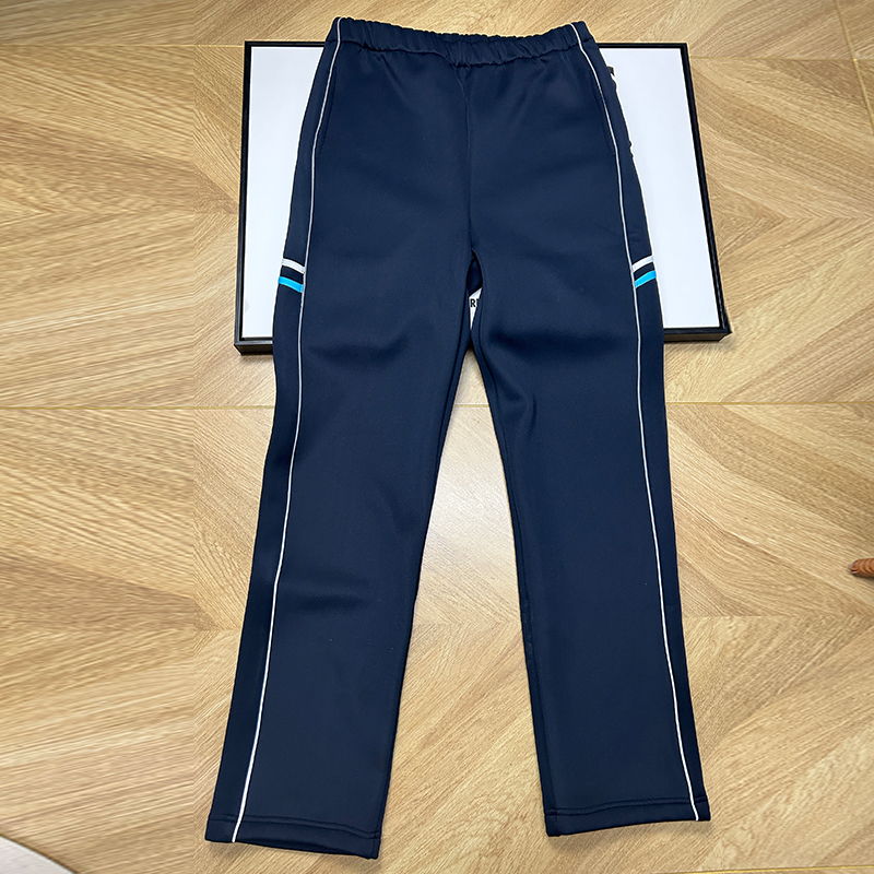 订做加绒校服裤藏蓝色拼接白色一道杠中小学生男女直筒休闲运动裤