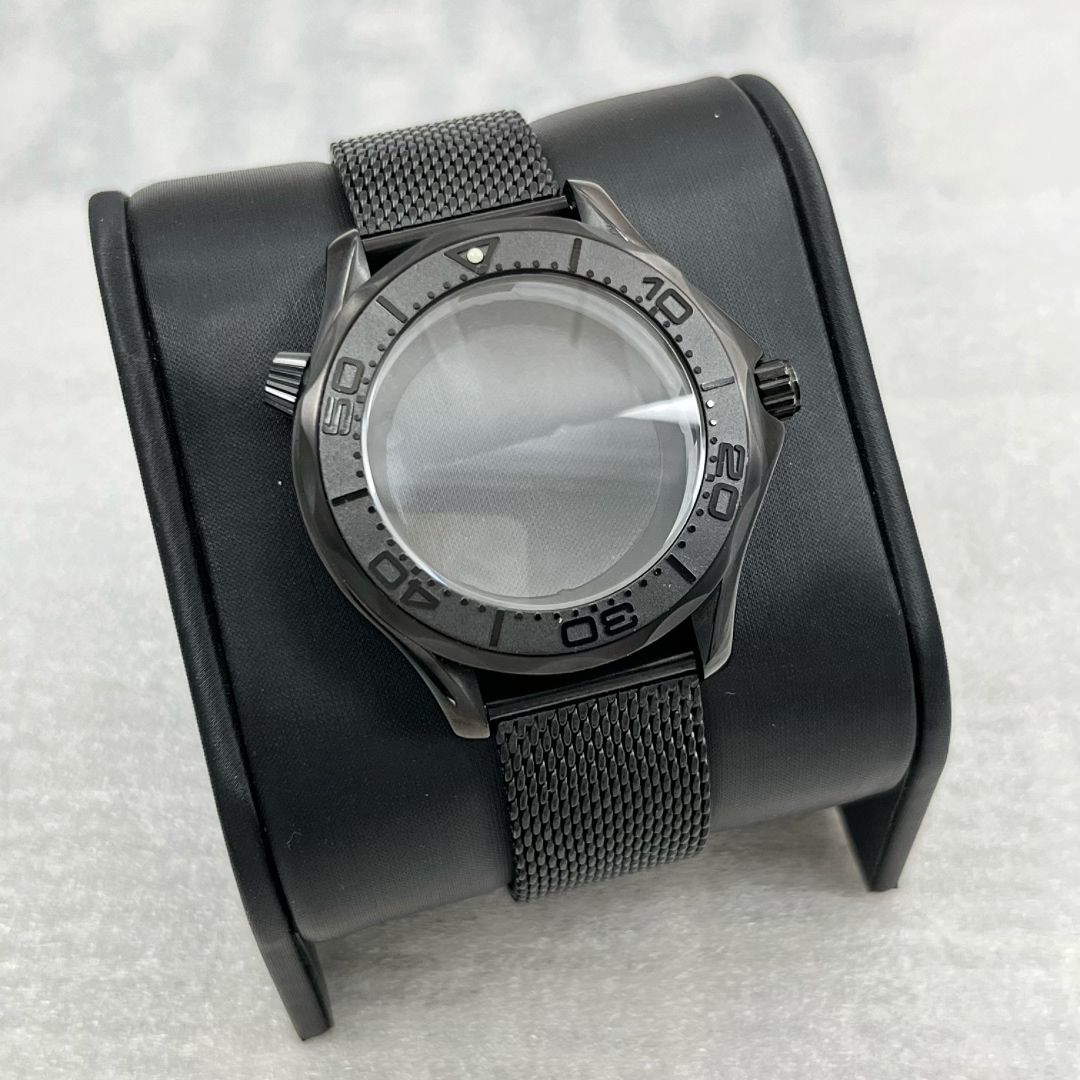thumbnail for 41mm modified Haima 300 electroplated black case mesh belt + ring sapphire glass is suitable for the NH35 movement case