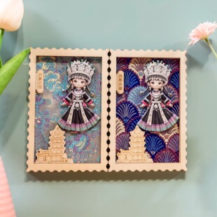 凤凰古城手工扎染冰箱贴民族风特色旅游纪念品送城市地标伴手礼