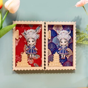 湘西文创凤凰古城手工扎染苗族冰箱贴苗家少女旅游纪念品伴手礼