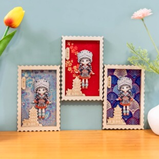 湖南凤凰古城苗族冰箱贴城市地标旅游纪念品文创苗家阿妹伴手礼