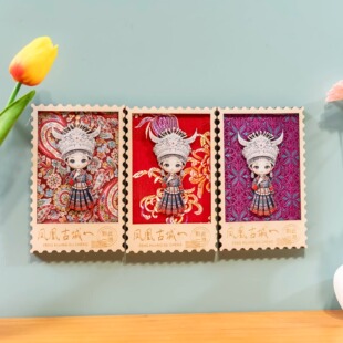 凤凰古城苗家姑娘冰箱贴特色苗娃手工扎染旅游文创纪念品伴手礼