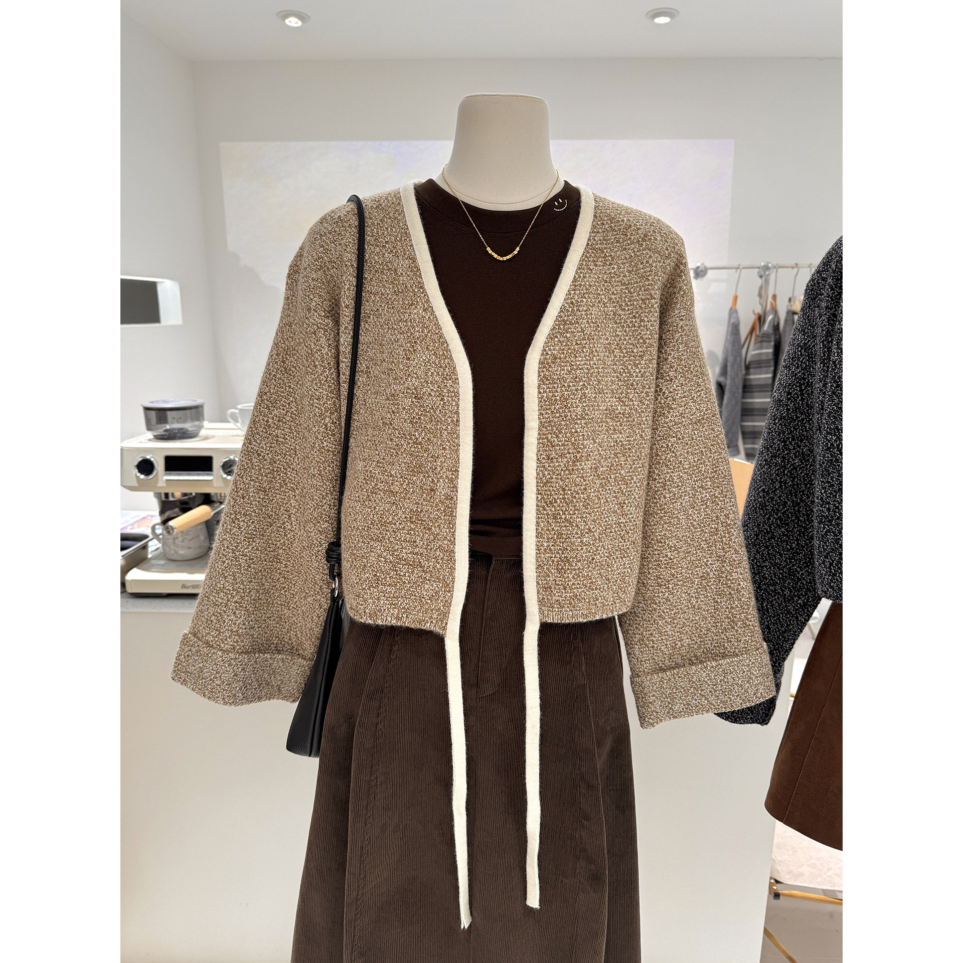 秋冬新款小香风短款设计感花线宽松百搭高级针织开衫毛衣女外套,女装/女士精品,毛针织衫,淘宝优惠券,粉丝福利购,淘宝优惠卷