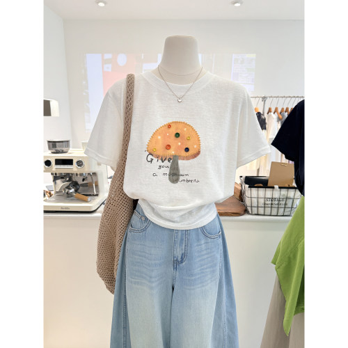 夏季卡通印花宽松短袖T恤女