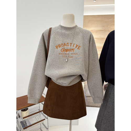 慵懒休闲加绒加厚保暖半高领卫衣