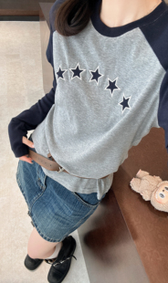 百搭圆领长袖 2025秋款 时尚 韩版 T恤女宽松显瘦上衣 新款