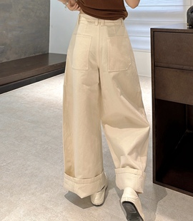 阔腿裤 韩版 女装 松弛感裤 2025春季 子简约九分裤 新款