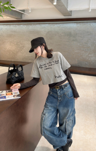 百搭圆领长袖 2025秋款 时尚 韩版 T恤女宽松显瘦上衣 新款