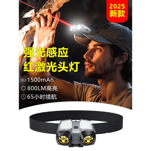 黑豹森外星人头灯钓鱼强光超亮超长续航感应帽夹灯头戴式照明灯