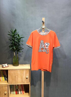 夏男睡衣秋鹿品牌家庭系莫代尔套头休闲卡通贴豹纹印花短裤FF1214