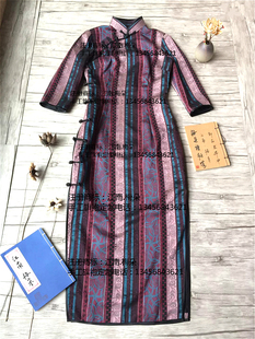2017春夏新款 梅朵旗袍馆 竖条提花 江南.梅朵 手工旗袍定制