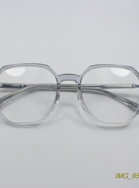 潮款精致板材铆钉近视眼镜框时尚男女多边形眼镜架透明灰色A836
