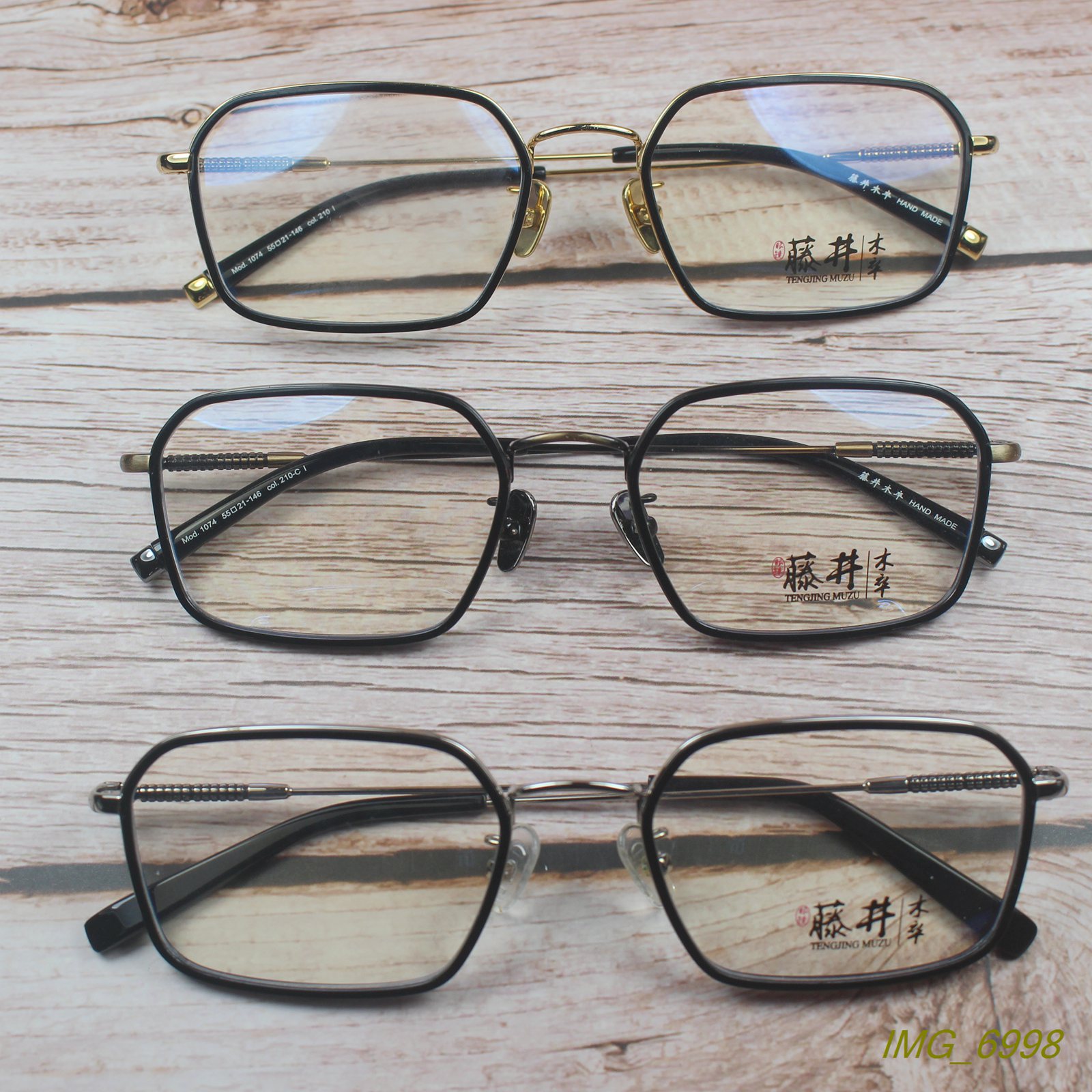 外贸高品质钛合金加板材超轻方框眼镜架日系潮款眼镜框多色1074