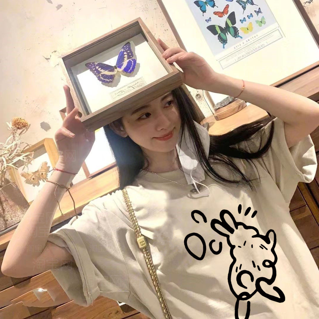 花间令杨采薇鞠婧祎同款纯棉宽松短袖t恤女夏小个子韩系减龄上衣