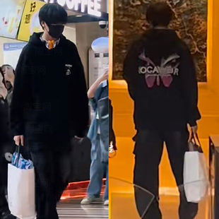 TF家族4代张桂源同款衣服美式潮牌字母印花卫衣连帽衫加绒外套女