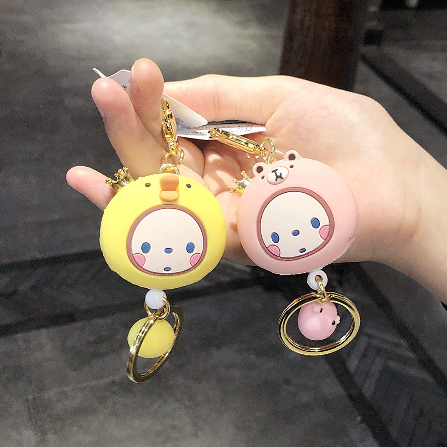 正版皇冠猴可爱情侣汽车钥匙扣多功能伸缩扣链圈女款ins书包挂件