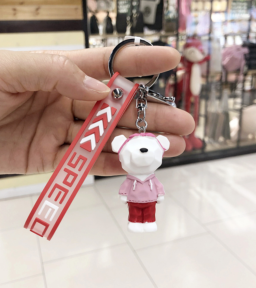 小熊ins几何切面动物钥匙扣圈