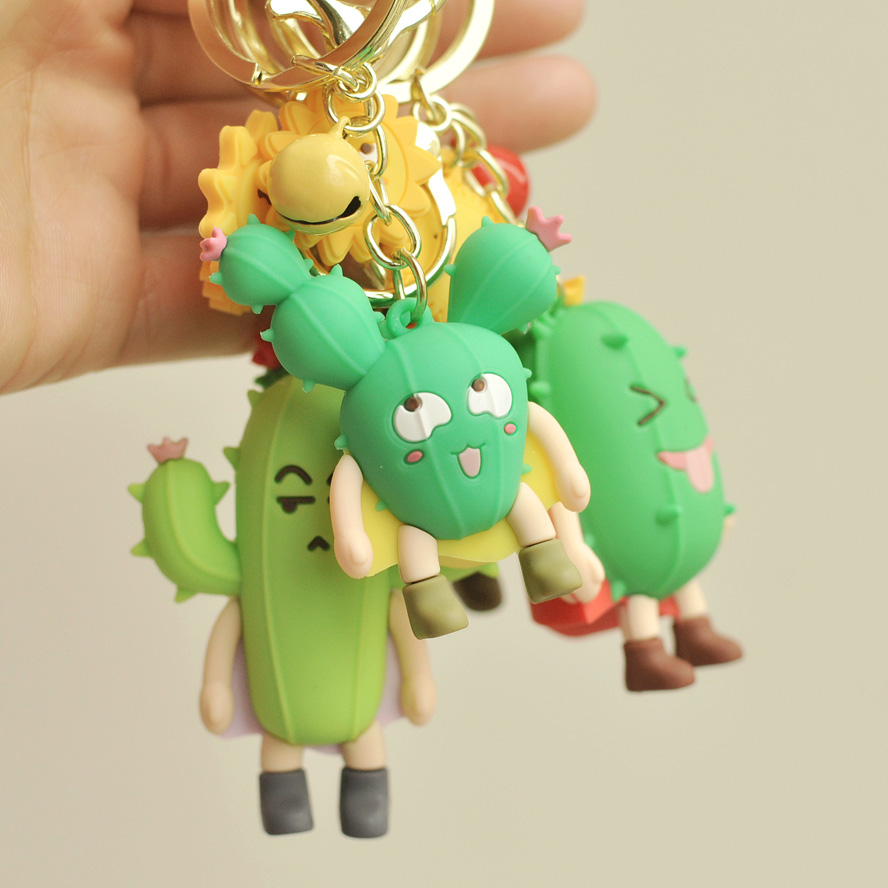 调皮可爱表情仙人掌钥匙扣挂件创意个性汽车链太阳情侣书包包挂件
