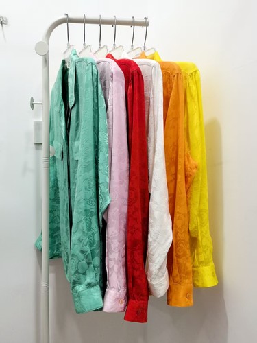 100%桑蚕丝真丝提花缎面衬衫女轻奢宽松西装领提花真丝长袖上衣