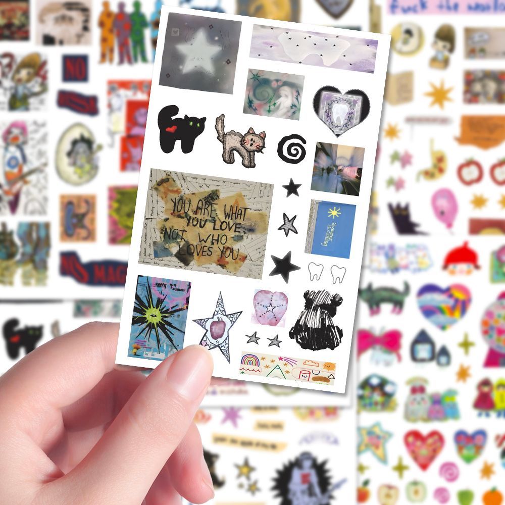 24张古早梦核拼贴旧网络千禧年y2k亚文化手账拼贴创意素材diy贴纸