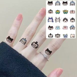 哪吒额头纹身贴儿童手指贴小图案可爱可水洗持久学生卡通咕卡贴纸