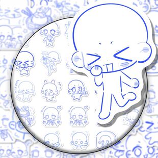 168贴Q版表情OC模版贴纸新款可爱卡通简笔画oc人体动态二次元贴画