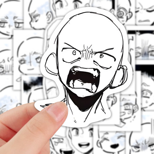 108张人物表情参考贴纸手绘模版卡通参考diy手机壳ipad贴画防水