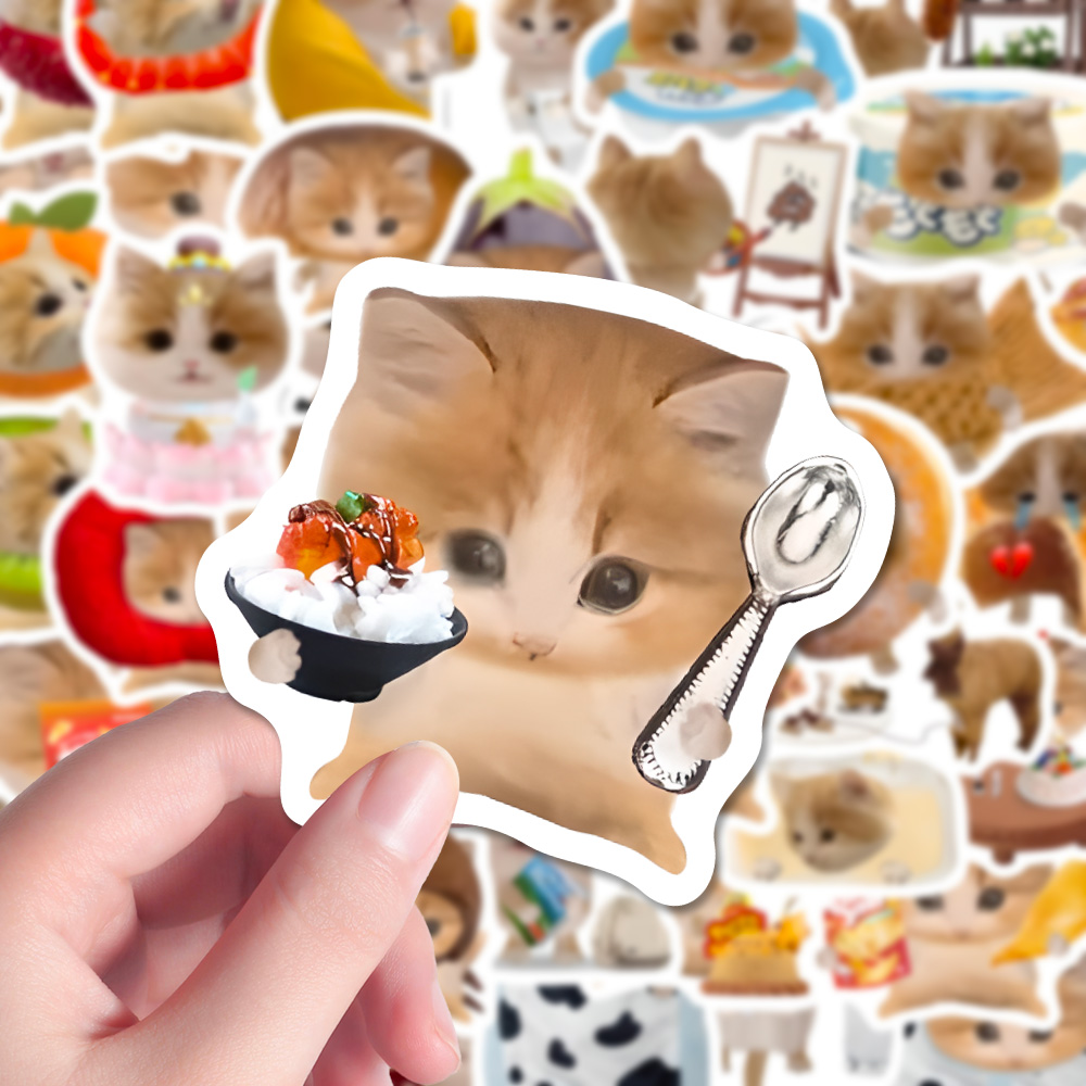 146张超级小猫搞怪呆萌水果可爱卡通猫meme表情包手机壳贴纸装饰