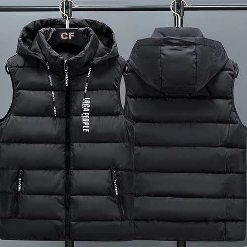 秋冬潮流带帽男装棉马甲外穿坎肩