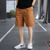 新款 潮流百搭休闲运动五分裤 中裤 烫金男士 外穿大裤 夏季 薄款 衩 短裤