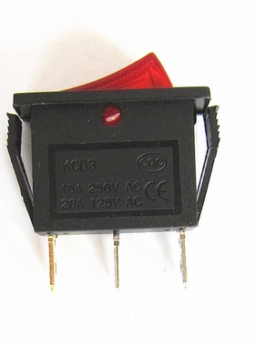 KCD3 红色带灯 2档3脚 30*14MM电源翘板船型开关电炒锅电热锅